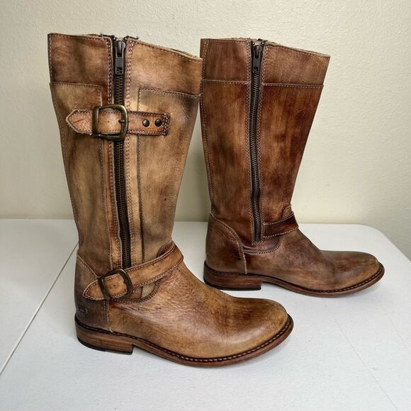 Bed Stu Cobbler Series Brown Distressed Leather Gogo Moto Riding Boots Women 9 - Picture 5 of 16